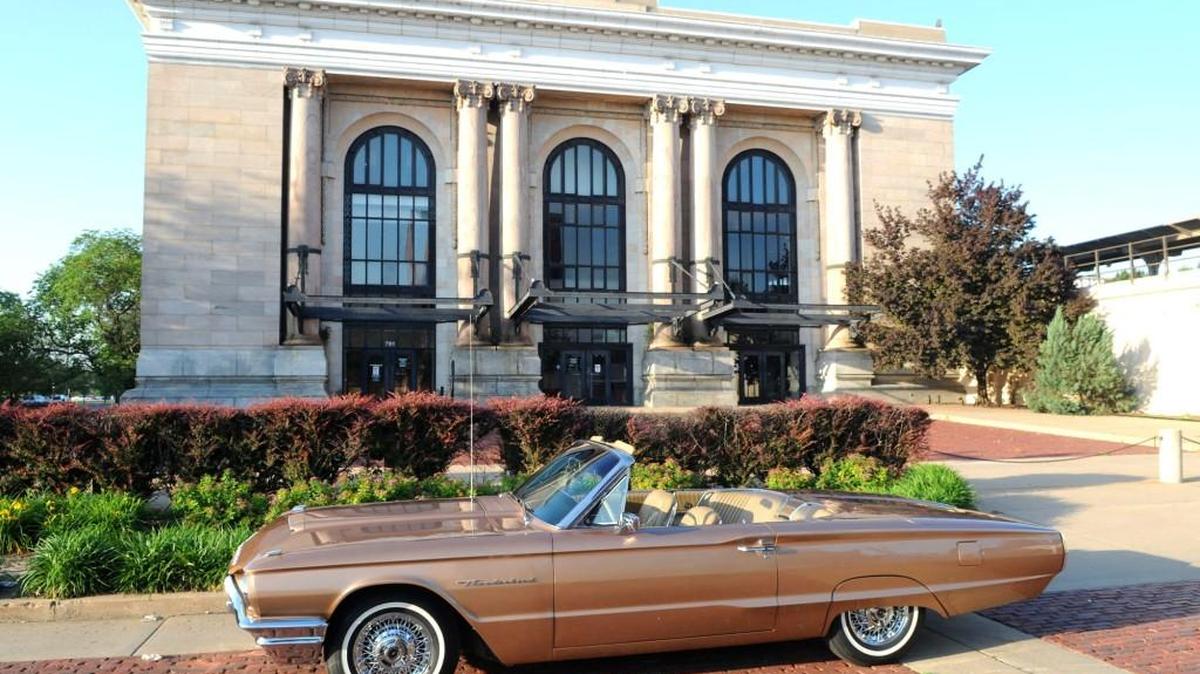 Todd Duhnke’s 1964 Thunderbird convertible seems perfectly positioned to pick up train passengers at Wichita’s Union Station. The Prairie Bronze beauty is in amazing condition, with just over 12,000 original miles on the odometer.