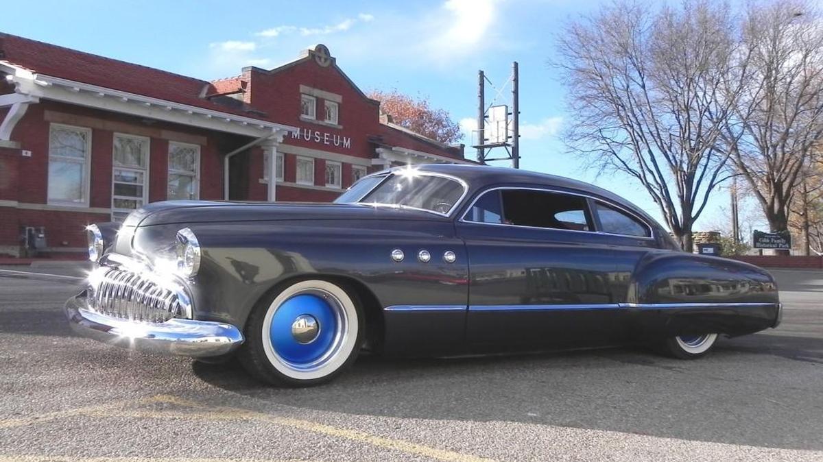 Low, lean and Granite Gray, Mike and Glenna Young’s 1949 Buick Sedanette has dozens of subtle custom touches that bring the car right up to date, but keep it recognizable as a classic Buick. Amazingly, its transformation began with a rusty $750 hulk found beside, not inside, a barn.