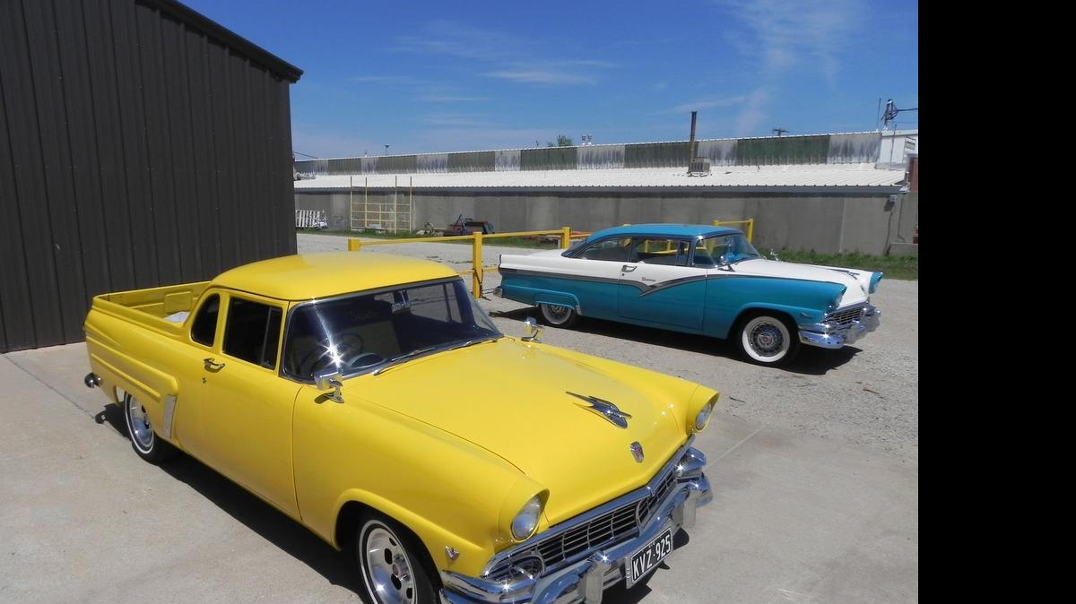 
Melvin Bergkamp has always had a thing for Fords, especially the 1956 models. He was able to recreate the blue and white ’56 Fairlane Victoria he had when he was first married, but his rarest model yet is the bright yellow ’56 Australian Ute that he restored, complete with right-hand drive.
