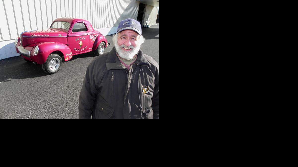Charlie Brown with his C/GS ’41 Willys coupe, an all-steel car built to honor the glory days of gasser drag racing.
