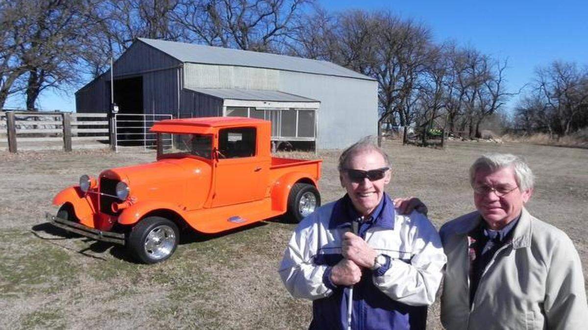 
Glen Waters, left, persuaded Joe Slechta to take over his 1929 Model A pickup project after Waters lost his eyesight. Today, the two refer to each other as “brother.”
