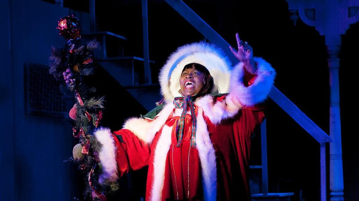 Karla Burns is the Ghost of Christmas Present in Forum Theatre’s “A Christmas Carol”