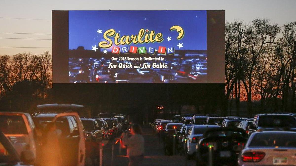 Movie-goers settle in to watch a triple-feature at the Starlite Drive-In.