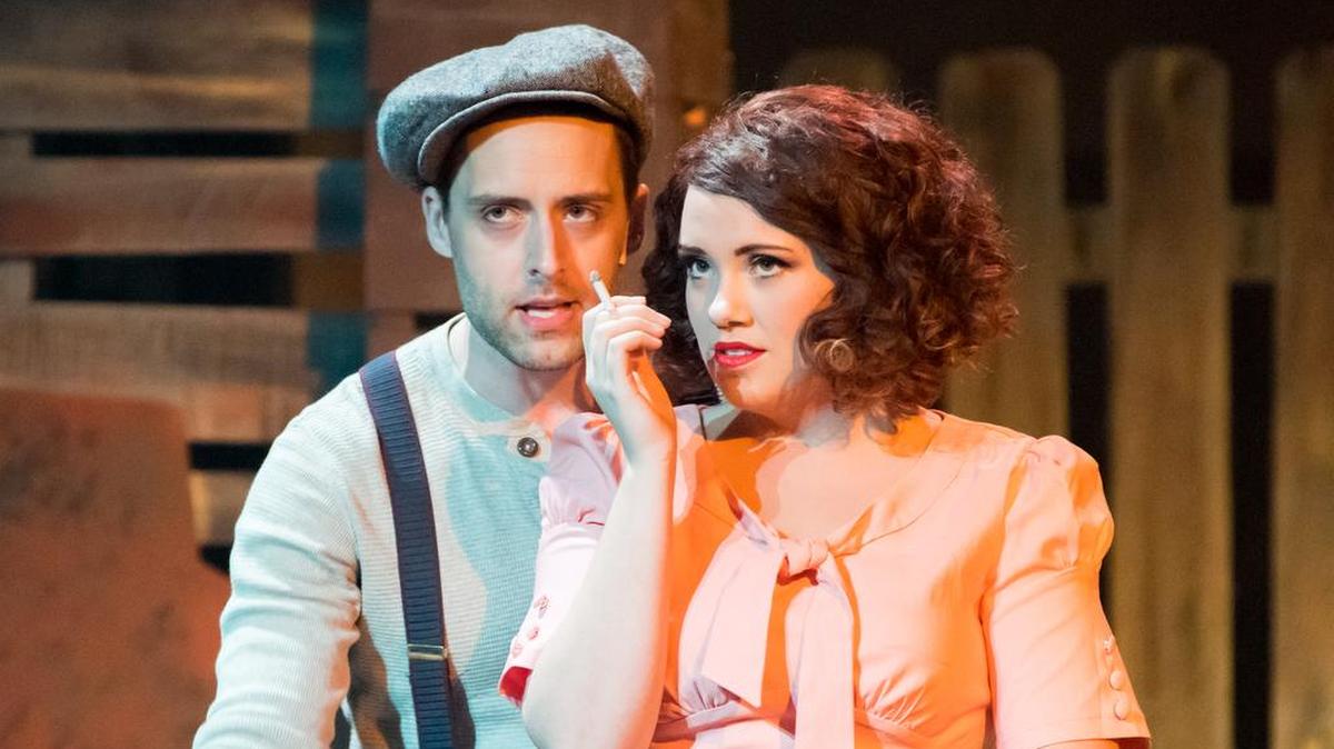 Stephen Hitchcock stars as Clyde Barrow and Ari Chandler as Bonnie Parker in the Forum’s “Bonnie & Clyde,” running through Oct. 14.