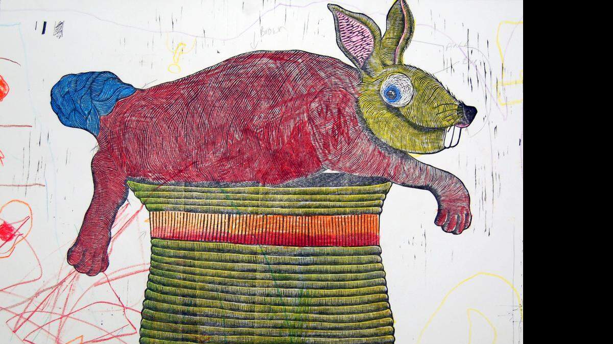
“El Conejo y el Queso” by Humberto Saenz is part of the faculty art exhibition at WSU.
