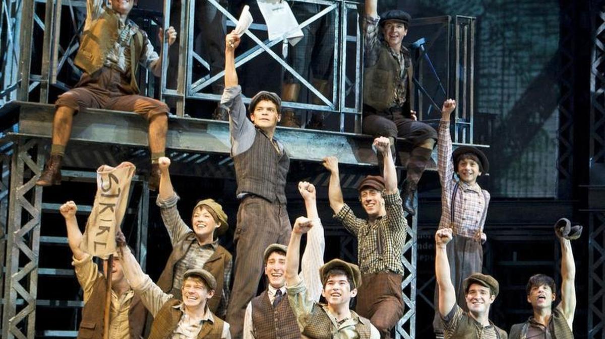 The cast is shown from the musical “Newsies” in this theater image released by Disney Theatrical Productions. (2011)