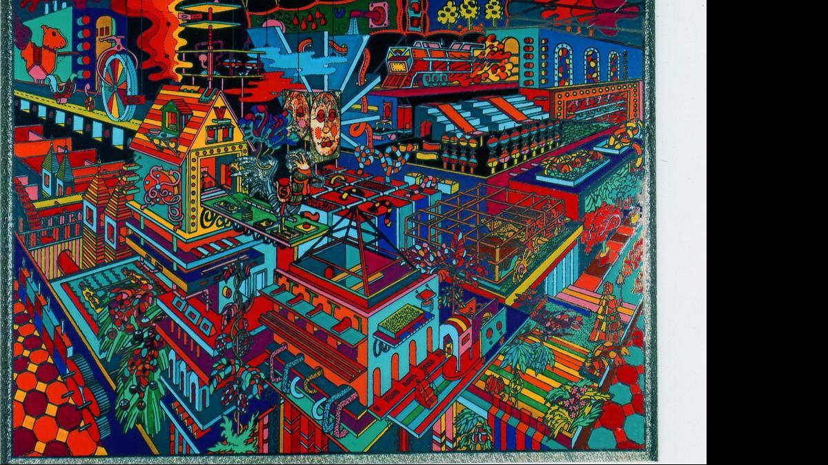 
“Factory Fantasy” by Robert Schwieger is part of the National Printmaking Exhibition.

