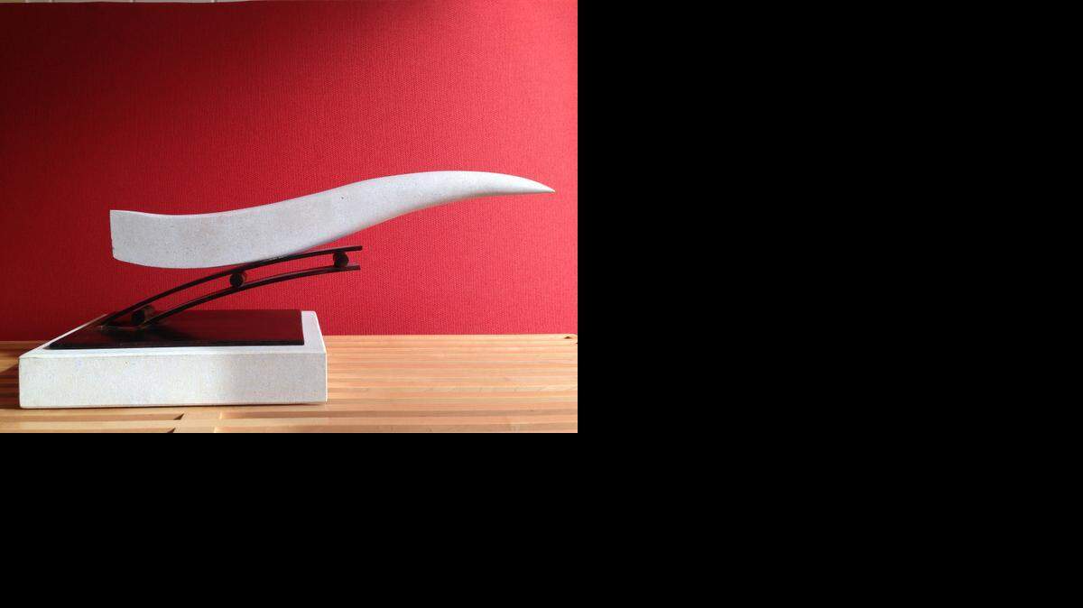 
Chris Brunner’s “Prairie Surfing” is a mixture of steel and limestone.
