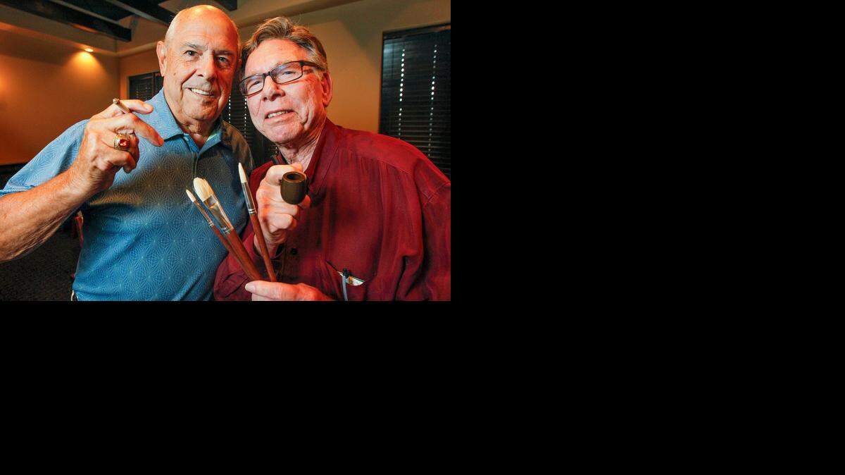 Don Brace, left, who plays Edward R. Murrow, and Bucky Walters, who plays Norman Rockwell, star in "Rockin' with Rockwell," which will be at the Orpheum on Saturday.