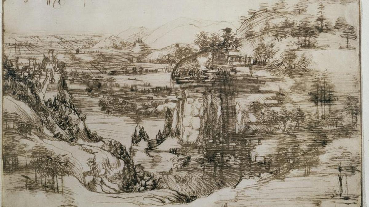 Leonardo da Vinci’s earliest known drawing will go on display in the artist’s Tuscan hometown of Vinci to mark the 500th anniversary of the artist’s death. The detailed landscape of the Arno river valley and the Montelupo Castle is the first work by Leonardo to be dated, August 5, 1473.