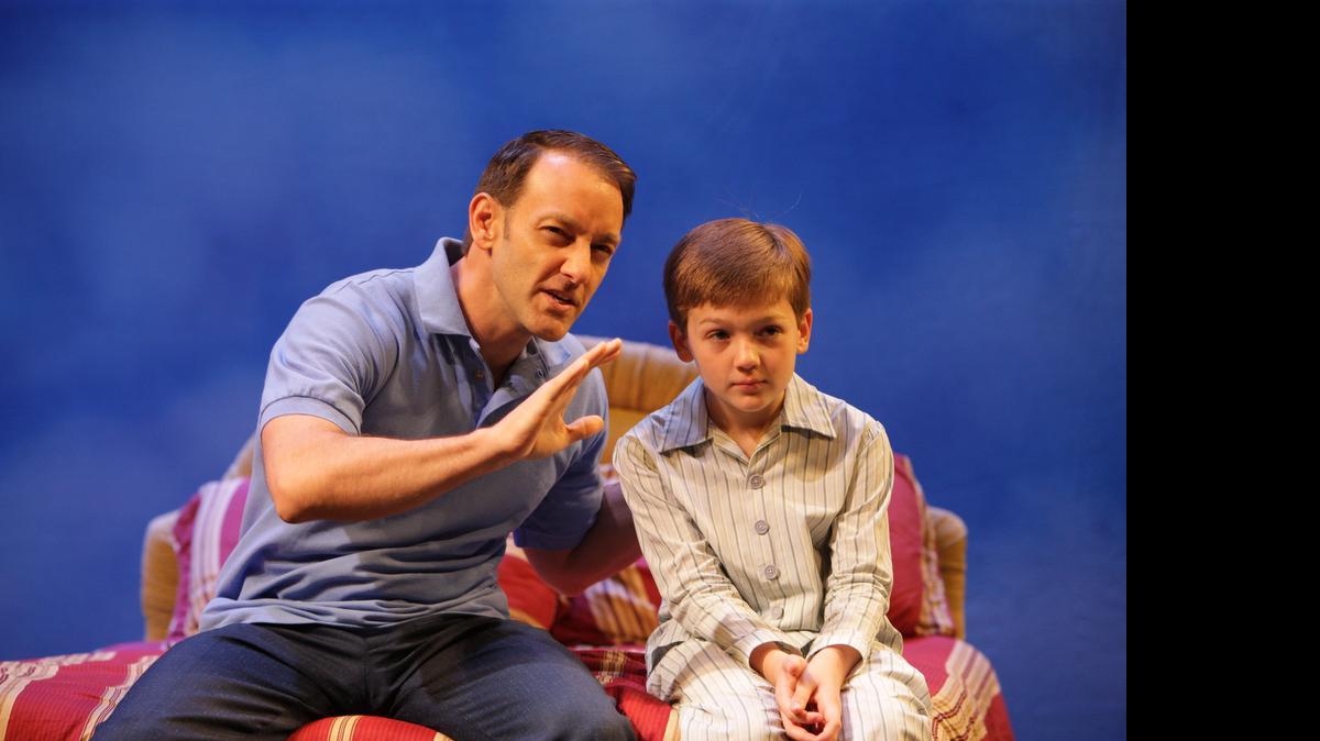 
Edward Bloom (Vincent Corraza) encourages his young son Will (Topher Cundith) to “Be the Hero” in “Big Fish.”
