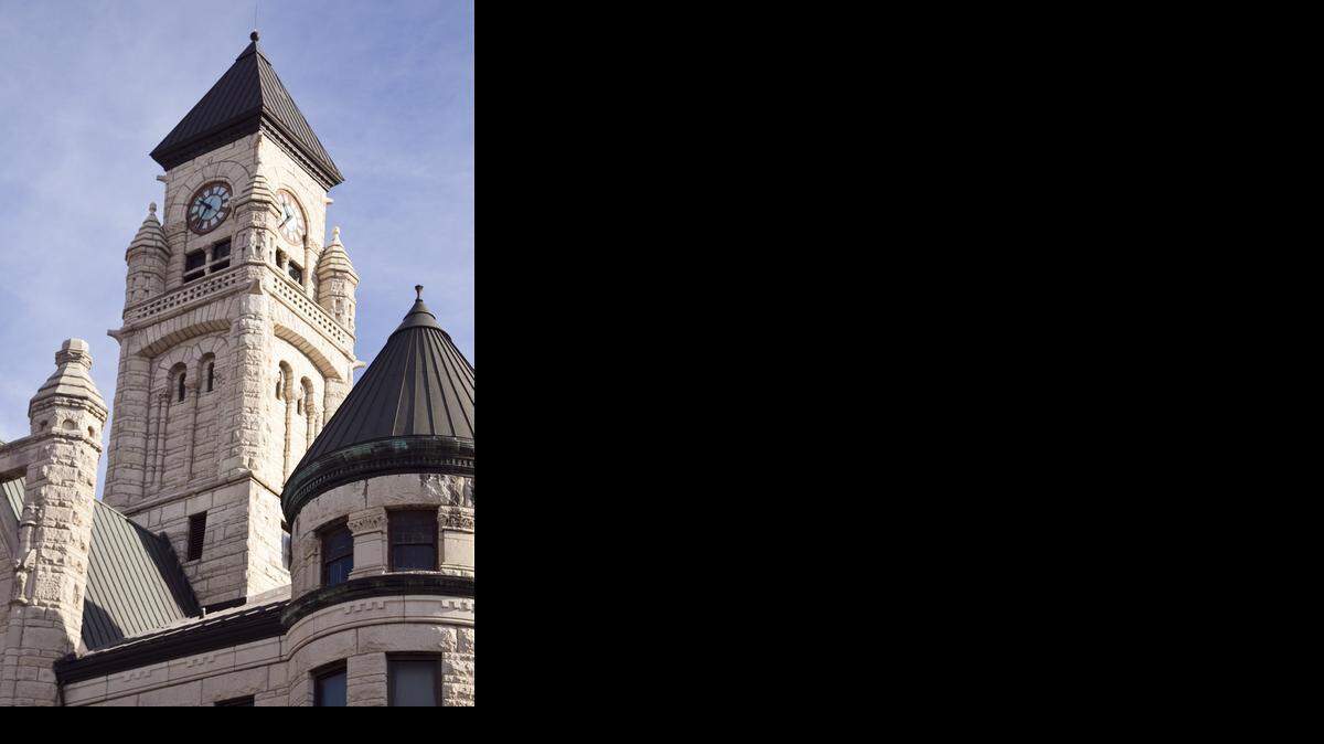 
The clock and bell tower of the Wichita-Sedgwick County Historical Museum rises 170 feet from ground level. 

