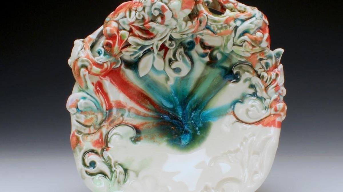 
This bowl, “Sprigged Bowl” by Joyce St. Clair, will be part of the Empty Bowls live auction on Oct. 24. 
