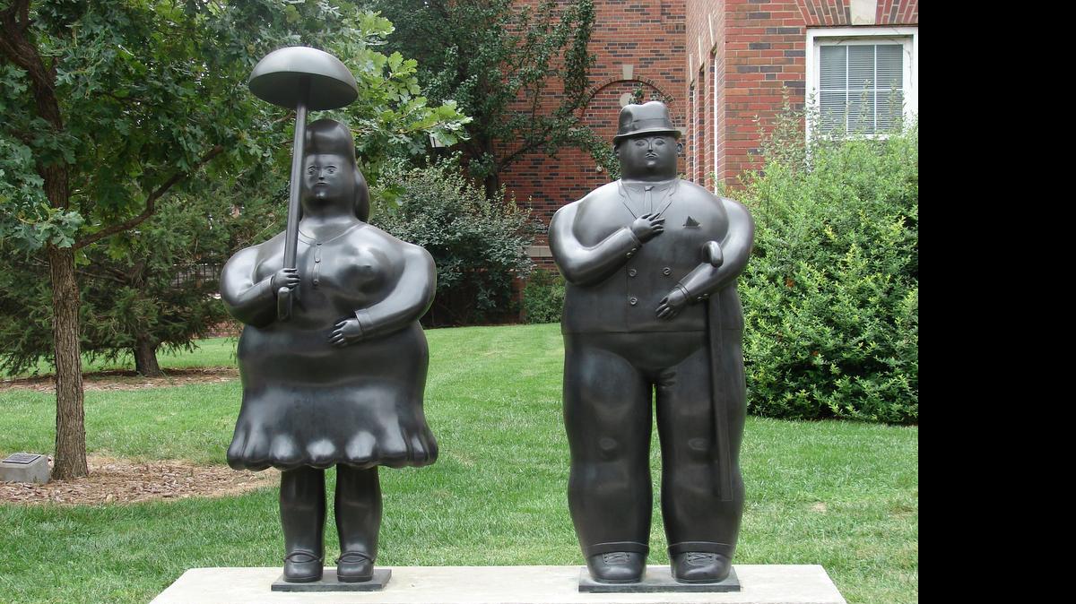 
“Woman with Umbrella” and “Man With Cane” by Fernando Botero on the WSU campus.
