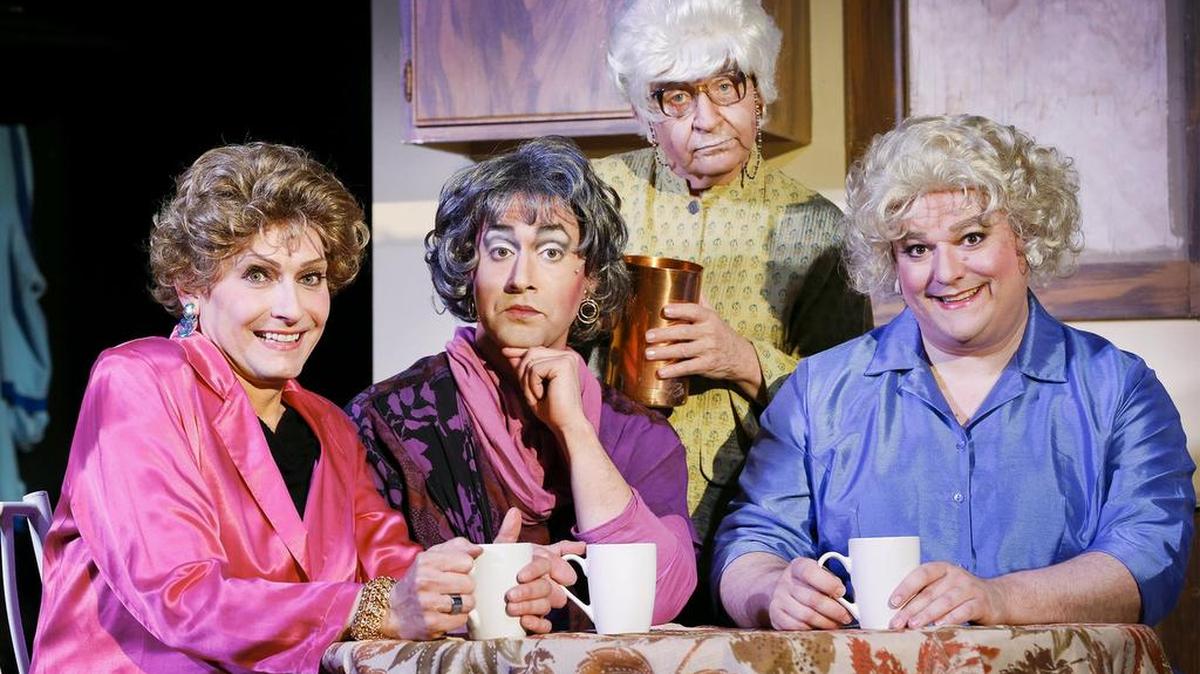 John Bates, Monty Wheeler, Tom Frye and Kyle Vespestad, left to right, star in the Roxy’s “The Golden Girls.”