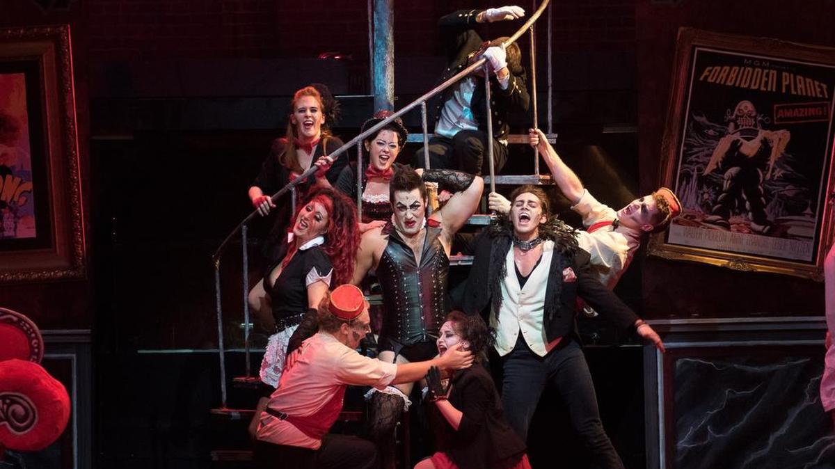 
Last year’s cast of Crown Uptown’s revival of “The Rocky Horror Show.” “Rocky Horror” blends comedy and horror.
