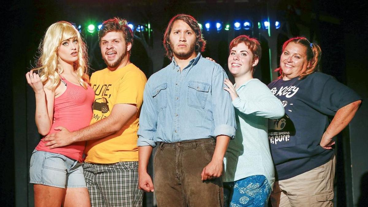 
Keely Connolly, Justin Ralph, Damian Padilla, Meredith Hollan and Angela Geer star in Roxy Downtown’s production “Evil Dead: The Musical,“ which combines horror and laughs.
