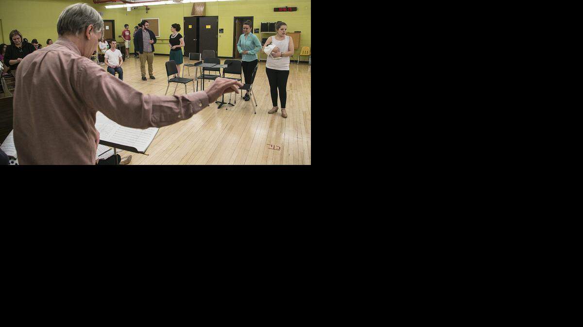 
Conductor Mark Laycock and WSU opera students rehearse Monday for April performances of “Cold Sassy Tree.” 
