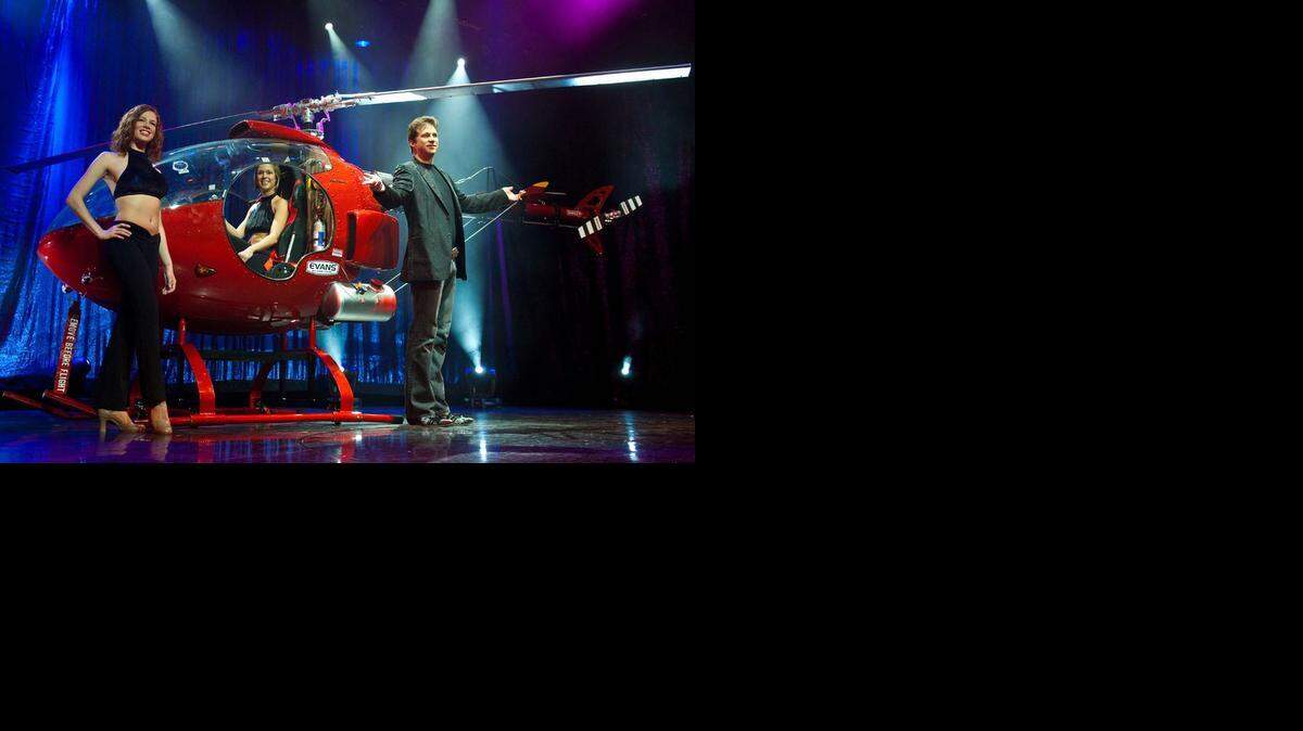 
Magician Greg Gleason, who is known for seeming to produce a helicopter out of thin air, will perform at the Orpheum on Monday as part of the Masters of Illusion tour.
