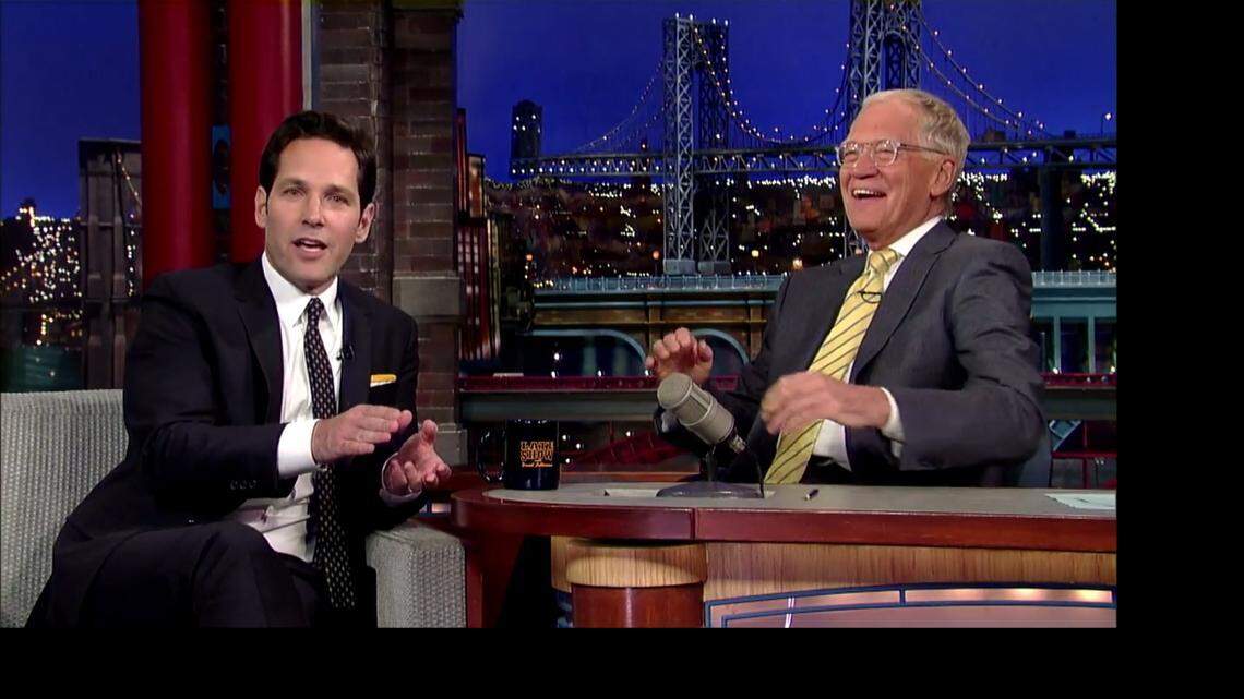 
Paul Rudd loves up Kansas City and the Royals on Tuesday’s “The Late Show with David Letterman” on CBS.
