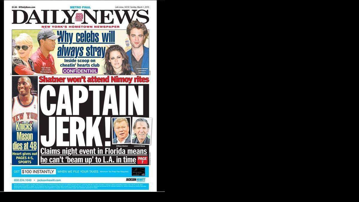 
The Sunday New York Daily News cover.
