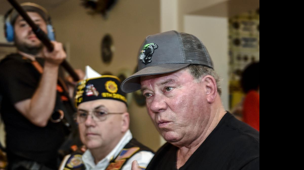 
Actor William Shatner talks to Harry Truman impersonator Niel Johnson (not pictured) on Wednesday, June 24, 2015, at the American Legion Post 21 in Independence. Shatner is riding a specially designed motorcycle/tricycle from outside Chicago to Los Angeles to publicize the bike he helped design with Rivet Motors and support the American Legion Legacy Scholarship Fund, which provides higher education to the children of servicemen and women killed in action.
