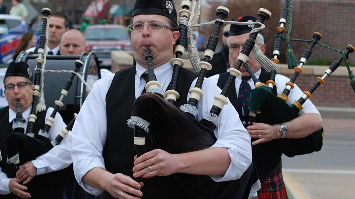 The Wichita Caledonian Pipes and Drums, who marched in the St. Patrick's Parade on Saturday in Delano, will make four appearances Thursday on St. Patrick’s Day.