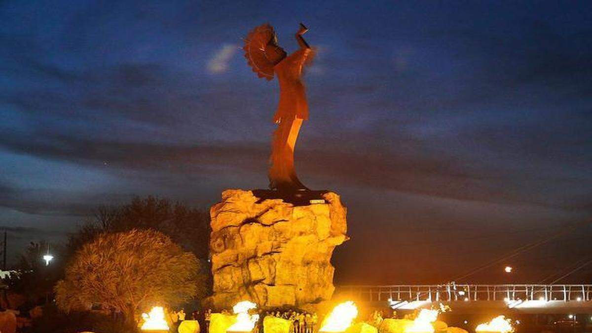 
The “Ring of Fire” at the Keeper of the Plains is lit daily at 9 p.m. 

