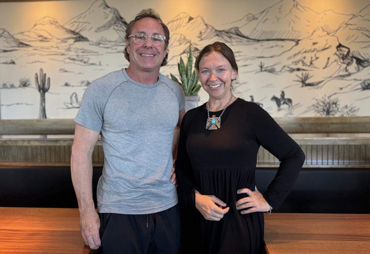 John Arnold, left, and his business partner Lauren Irwin are about to open their newest restaurant, Morgan’s Steakhouse, in Derby.