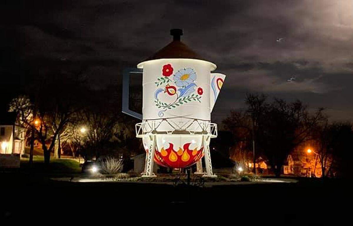 Stanton, Iowa, turned its old water tower into a giant Swedish coffee pot in the 1970s.