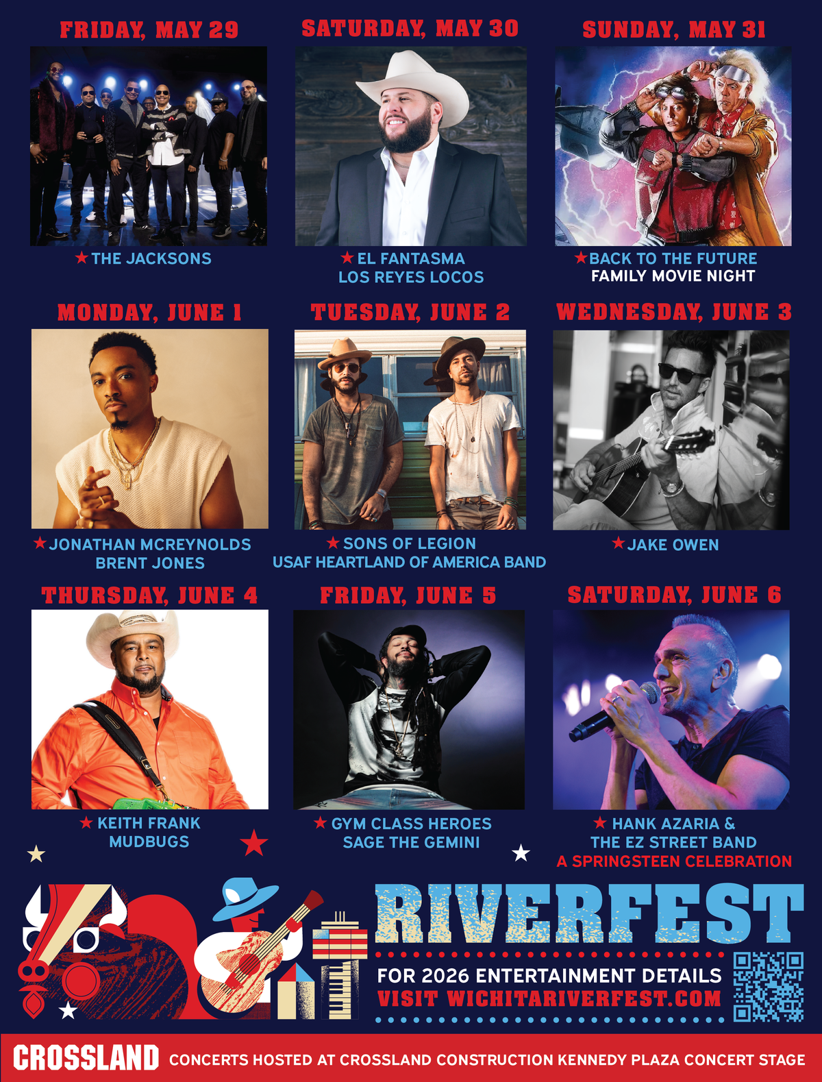 The poster for the 2026 Wichita Riverfest concert lineup