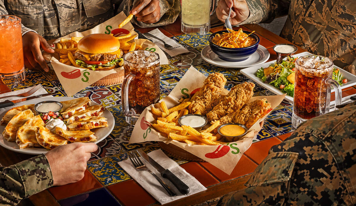 Pictured are the various free meals available to veterans at Chili’s restaurants this Veteran’s Day