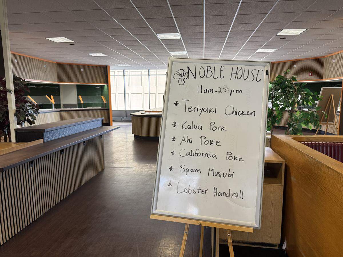 The only remaining vendor in the former Plentibloom space is Noble House Hawaiian Plate Lunch.