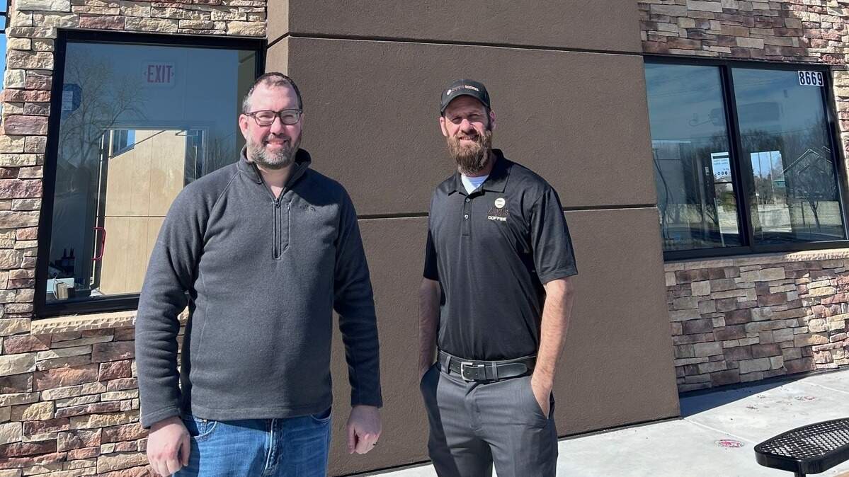 Blake Yakel, left, and Adam Frey will open their first Wichita location of Ziggi’s Coffee on Tuesday. They also own a Ziggi’s in Rose Hill.