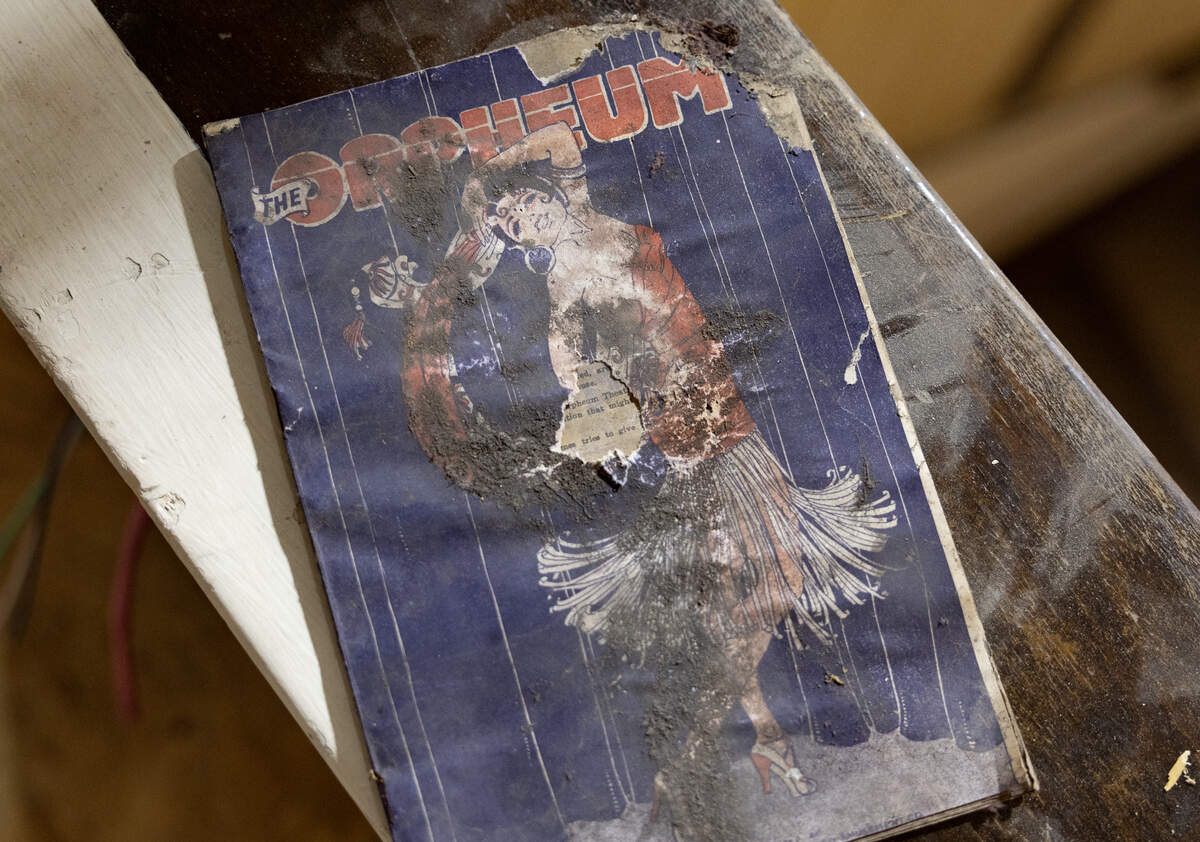 A tattered vaudeville program that had been left behind in the Orpheum Theatre in 1925 was found when restoration began.