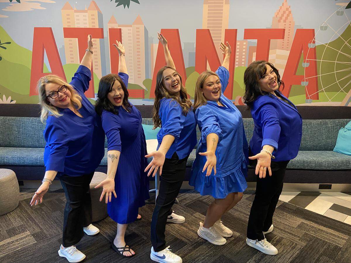 The Barber family will appear on “Family Feud” on Friday. Pictured from left to right are Kristin Streufert, Erin Emrich; Caroline Barber, Julia Barber and Jennifer Barber.