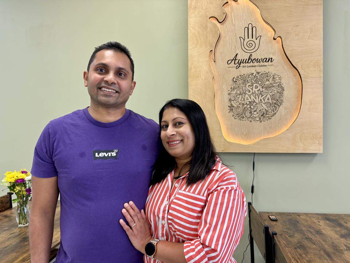 Sahan Subasinghe, left, and wife Shyani Subasinghe are opening a new Sri Lankan restaurant called Serendibz.