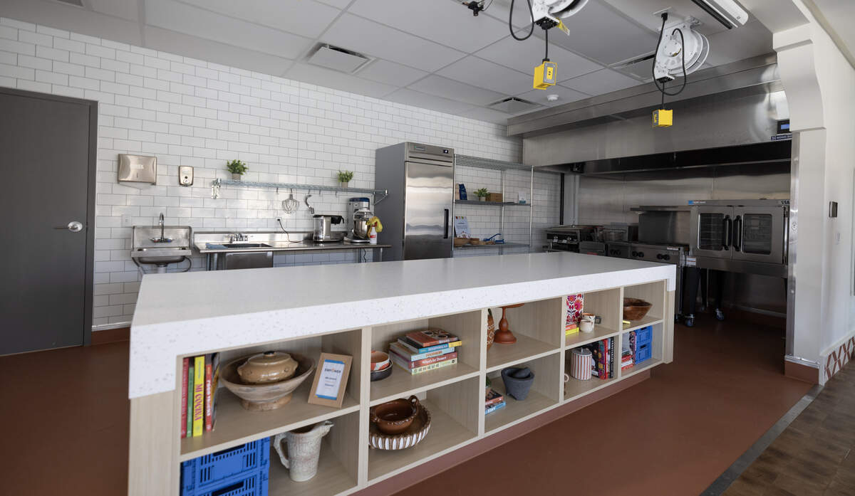 A demonstration kitchen is part of Empower’s new commercial kitchen setup near 21st and Market.