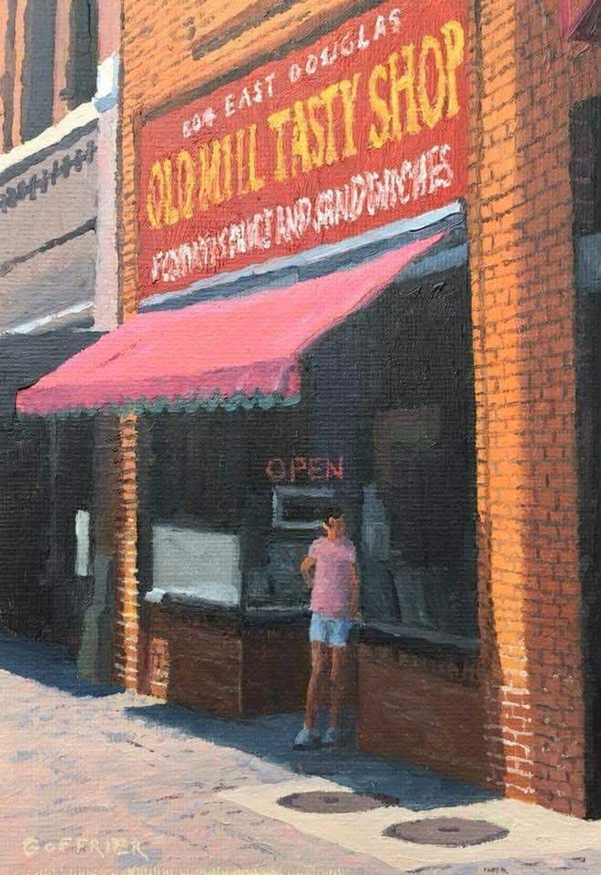 Bill Goffrier’s painting of Old Mill Tasty Shop at 604 E. Douglas.