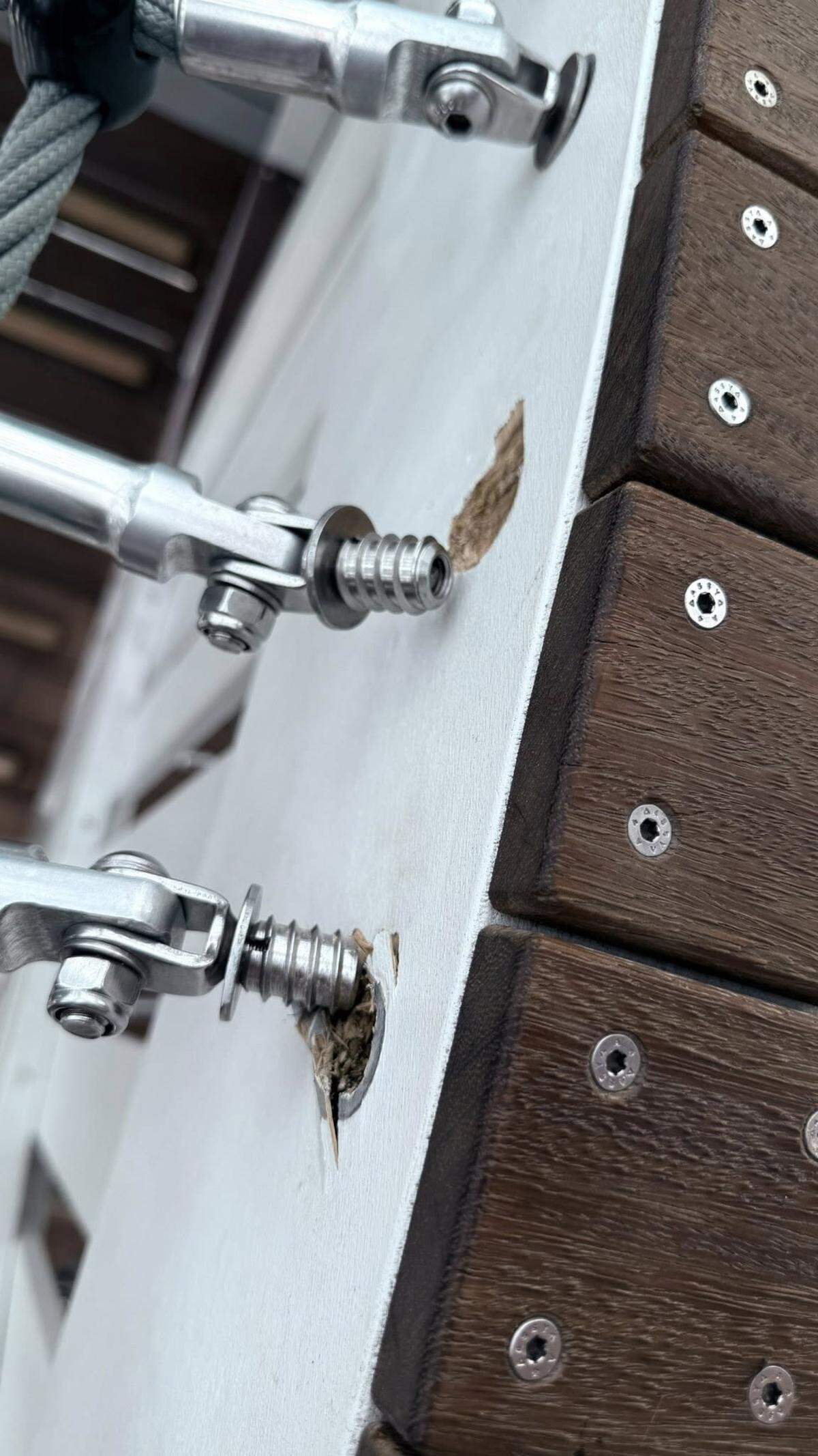 A photo taken by local parent Britt McNally shows loose bolts on a piece of playground equipment at Exploration Place’s $25 million Adventure Playscape.