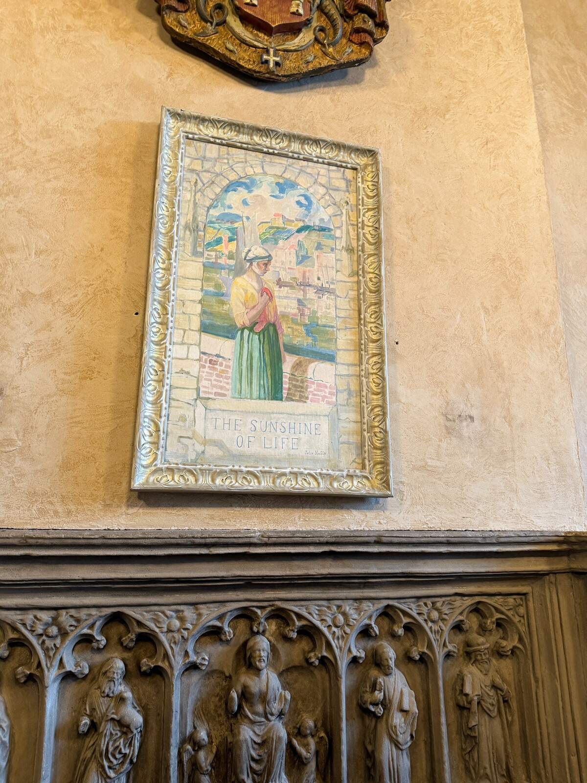 Among the items Grant and Janet Rine are offering at their estate sale at 320 N. Belmont: an original painting by famous Kansas artist John Noble.