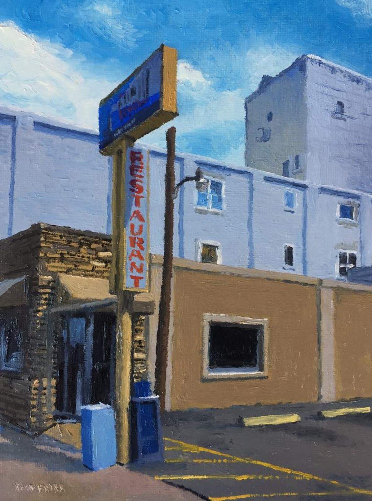 Bill Goffrier’s painting of The Beacon at 909 E. Douglas