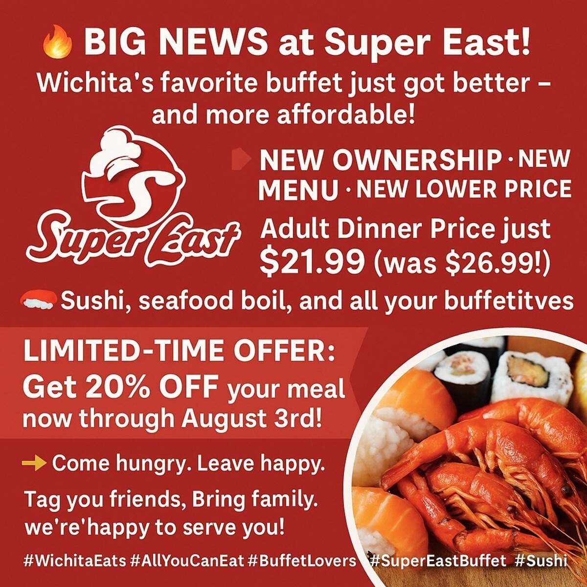 Super East Buffet, which The Sweet Spot owners Julie and George Yang opened in March at 7607 E. Douglas, has new owners.