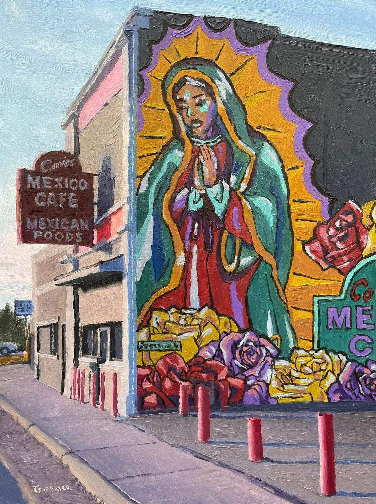 Bill Goffrier’s oil painting of Connie’s Mexico Cafe on North Broadway