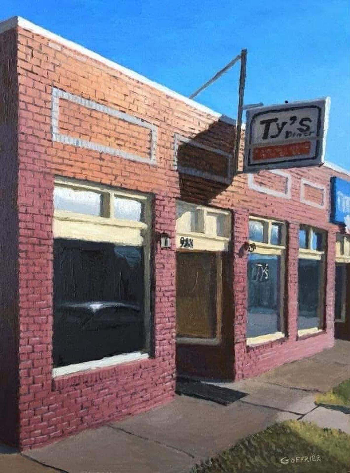 When Bill Goffrier painted Ty’s Diner, he became fascinated with the way sunlight illuminated red bricks.
