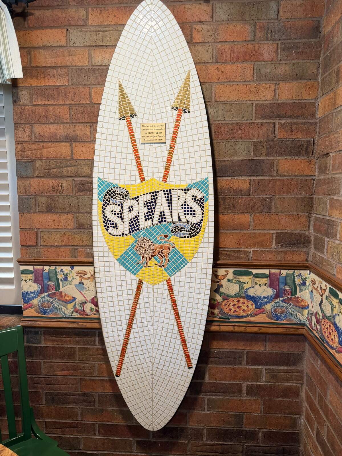 Another mosaic by the late Betty Spear that hangs in the Spear’s Restaurant & Pie Shop dining room