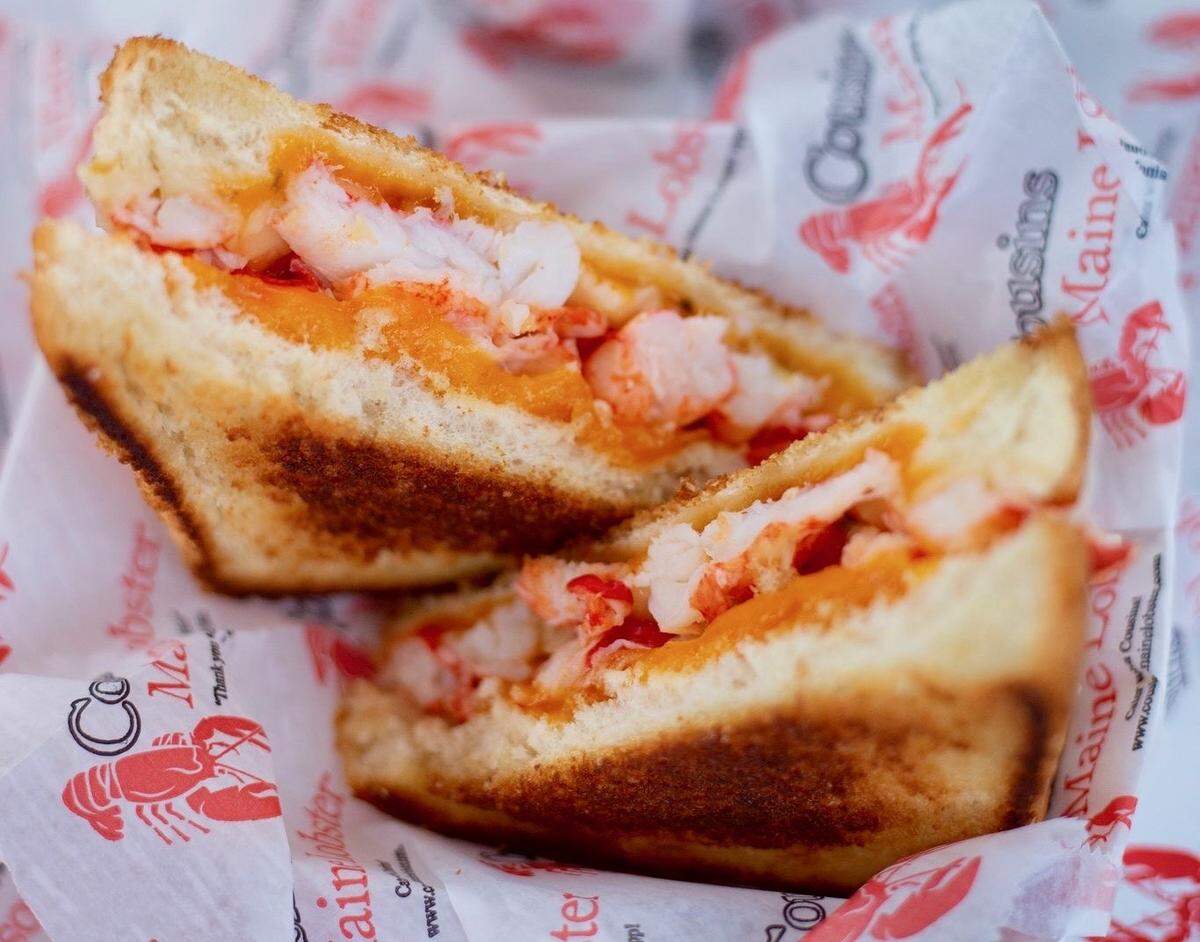 Cousins Maine Lobster also serves things like lobster grilled cheese sandwiches, pictured, plus lobster quesadillas and loaded lobster tots.