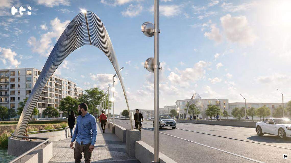 During the day, the 22-foot-tall arches over the First Street Bridge would cast changing shadows on the bridge.