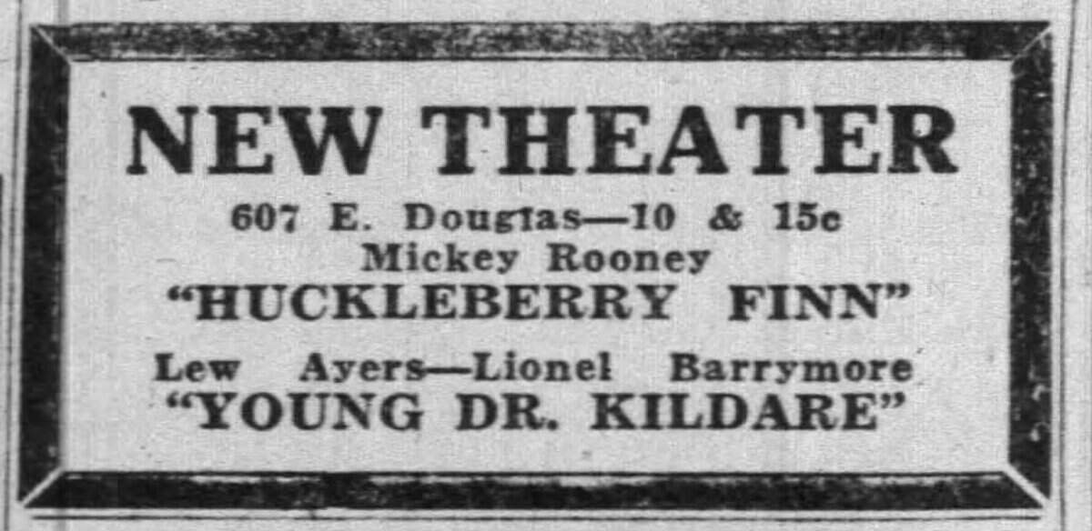 An ad for New Theater, which would become the Victory Theater, published in The Wichita Eagle on July 25, 1939