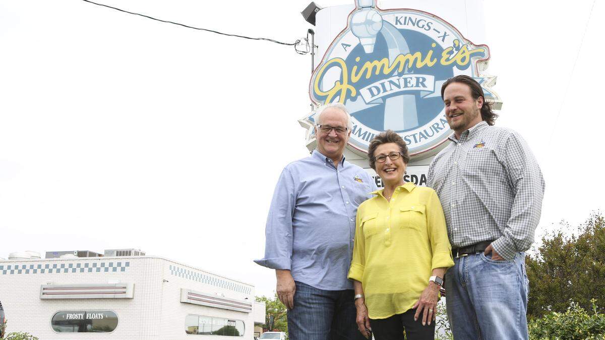 Joe Davidson, right, is pictured in 2017 with his parents Jack and Linda Davidson. Joe, who died on Friday, was the operations manager for his parents’ two local Jimmie's Diner restaurants.